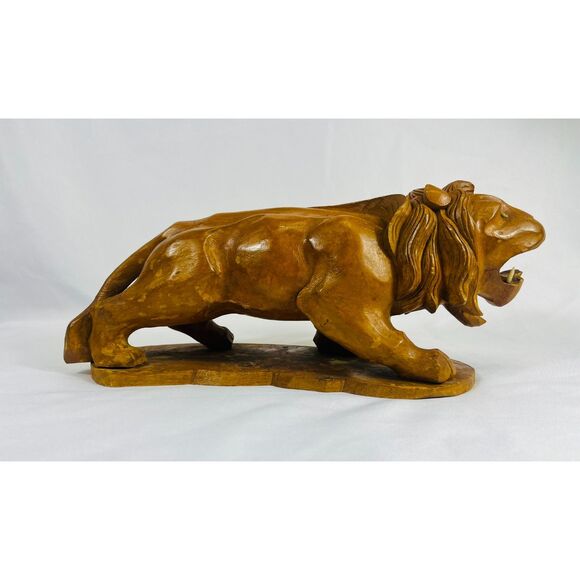 1960s Hand Carved Teak Wood Lion MCM - Picture 1 of 15